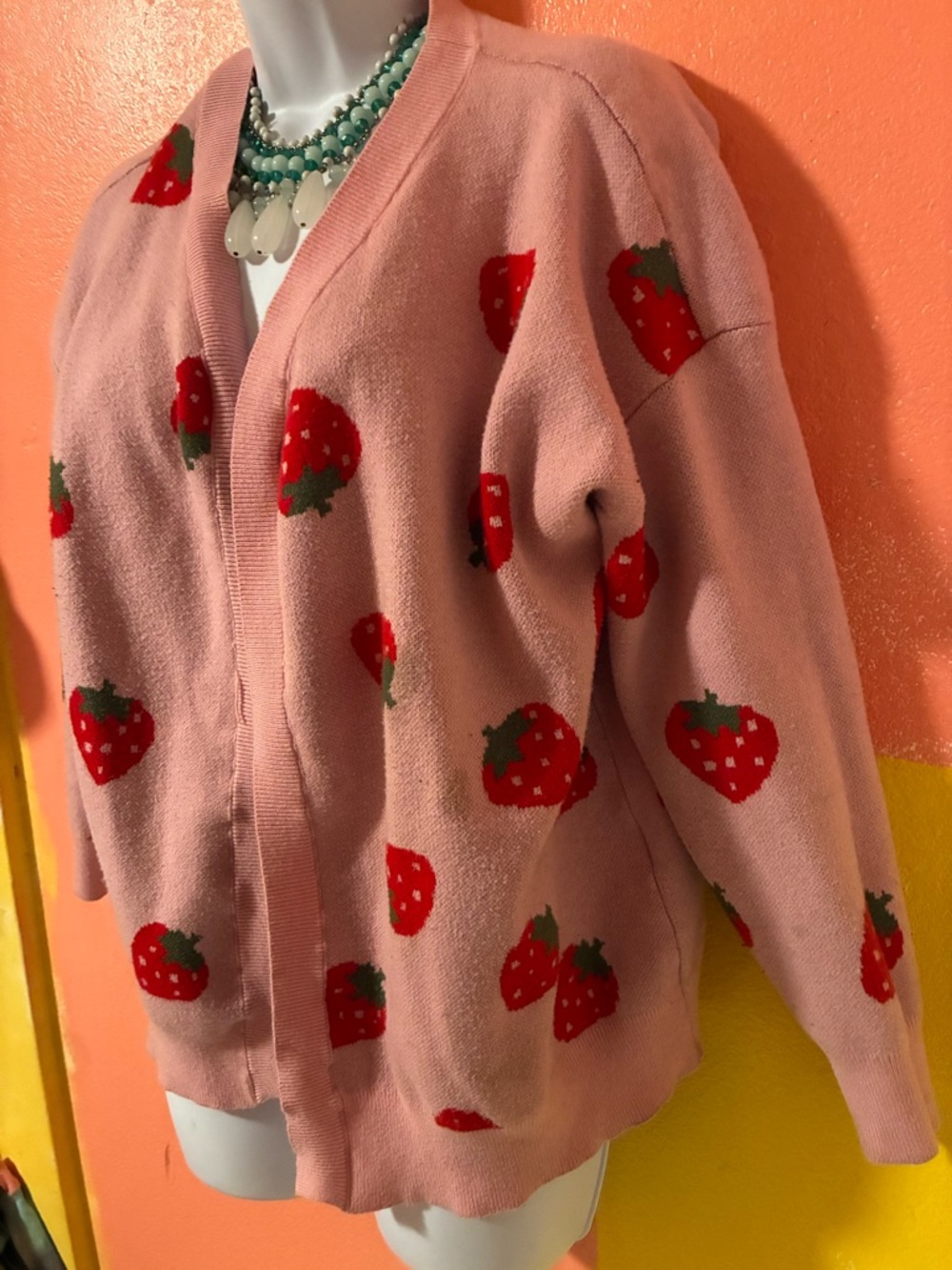 Pink Strawberry Knit Cardigan - Picture 3 of 6